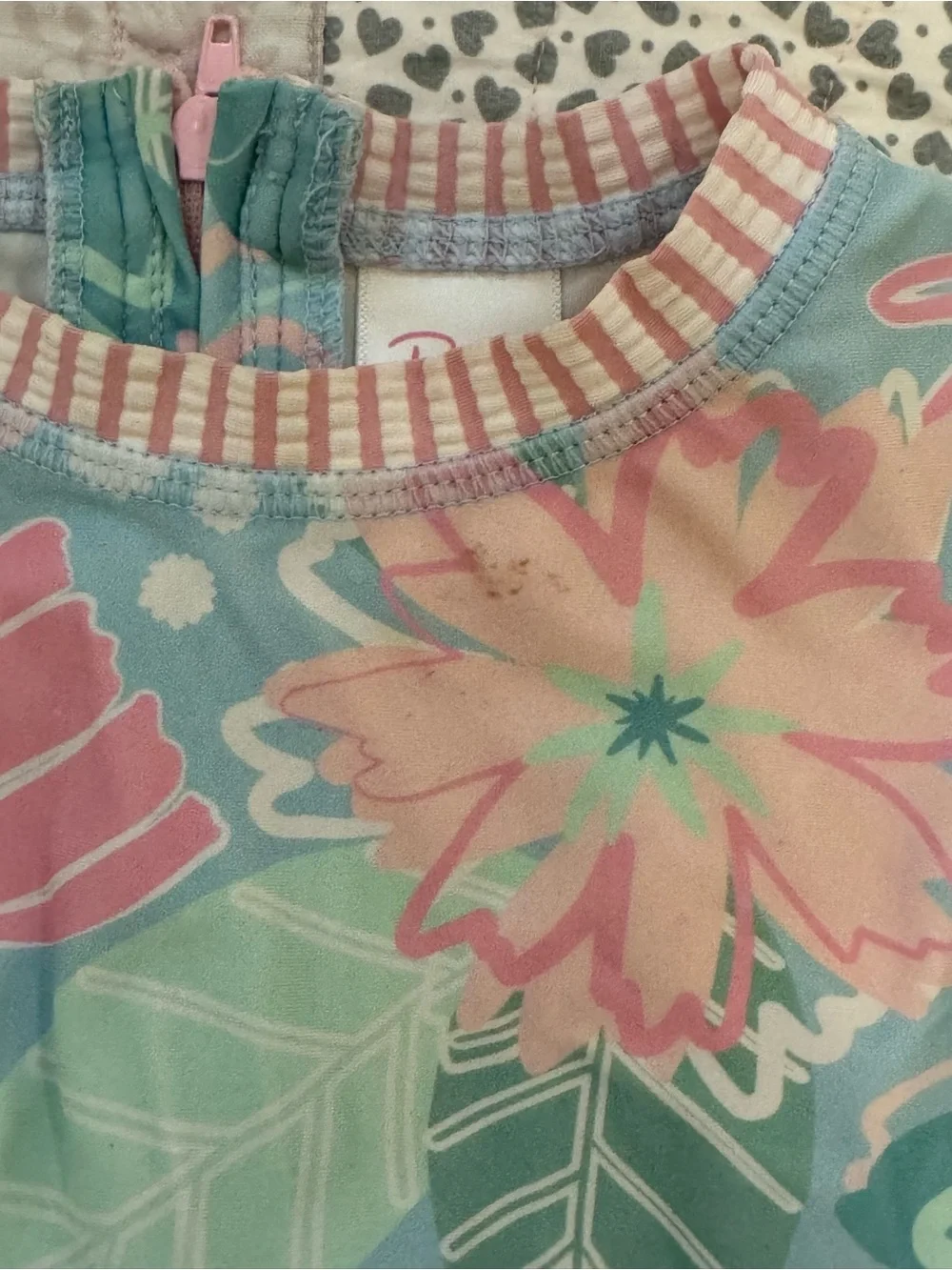 Ruffle Butts Mint, Pink & Peach Floral Long-Sleeve One-Piece